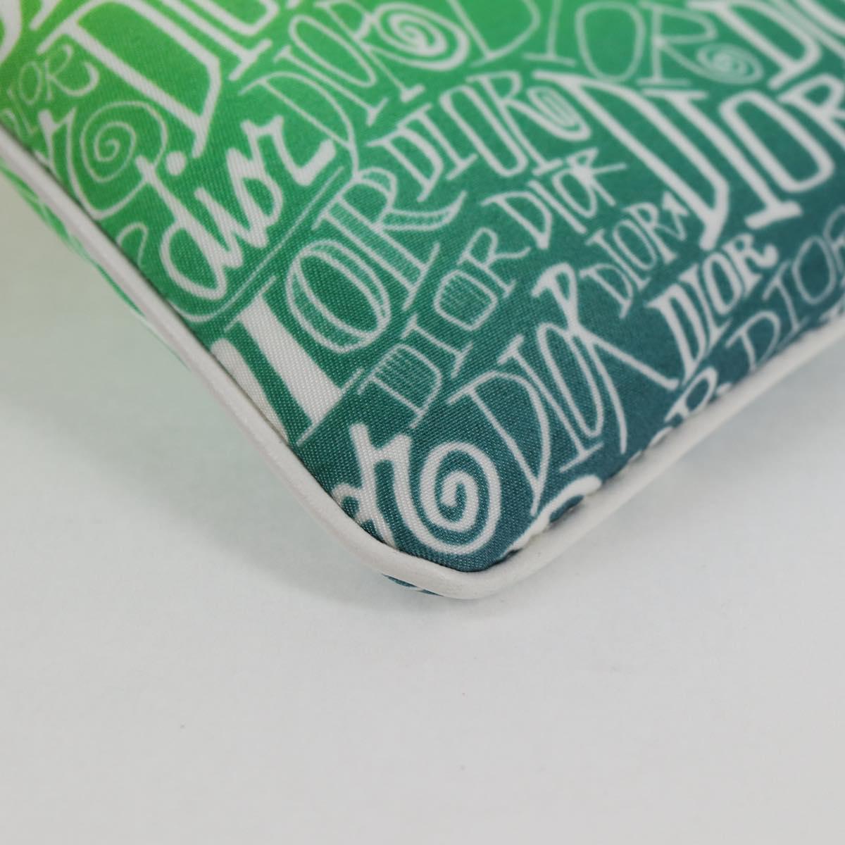 Christian Dior STUSSY Collaboration Pouch Nylon Yellow Green Auth 123837M
