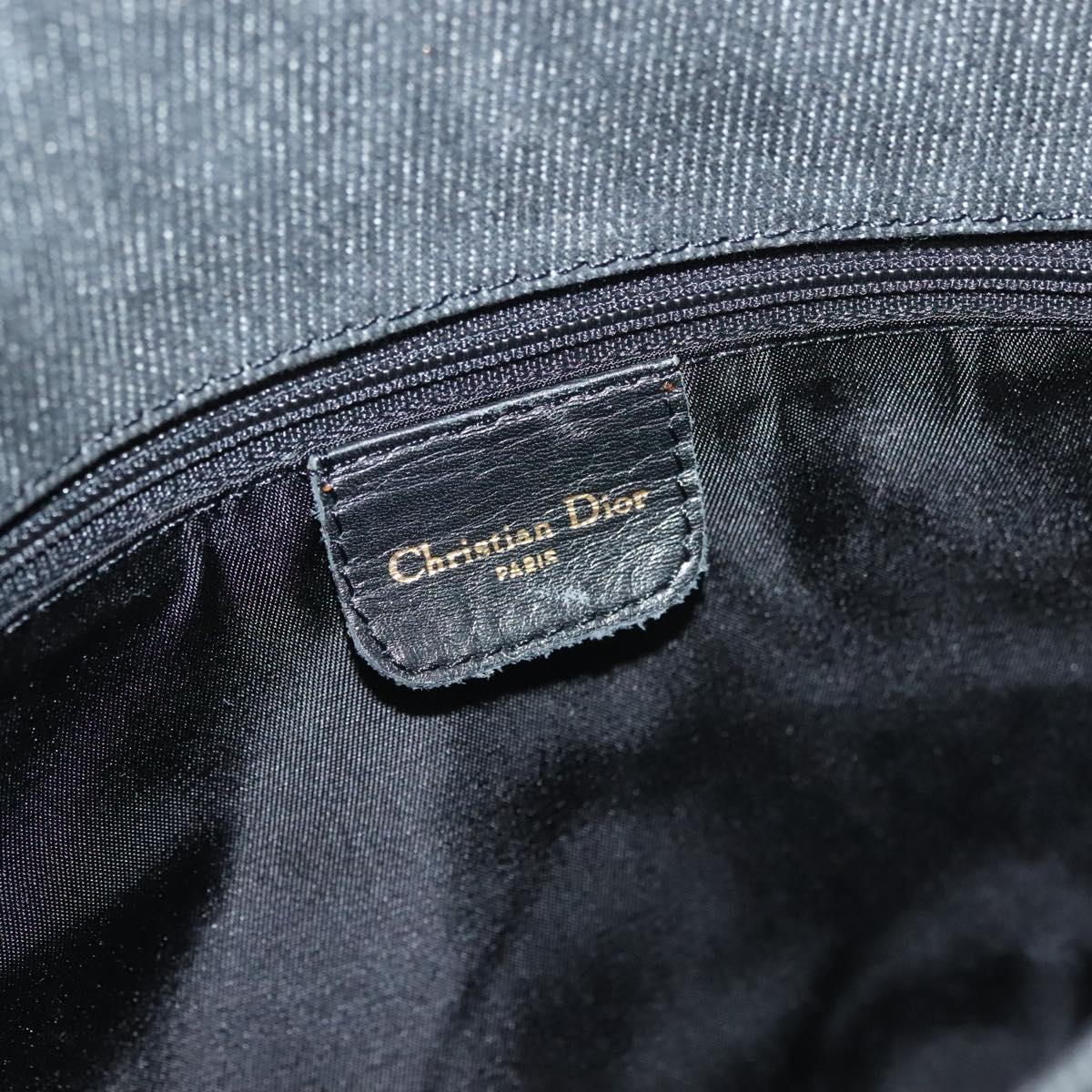 Christian Dior Montaigne Shoulder Bag Denim Black Gold Auth 123839SV