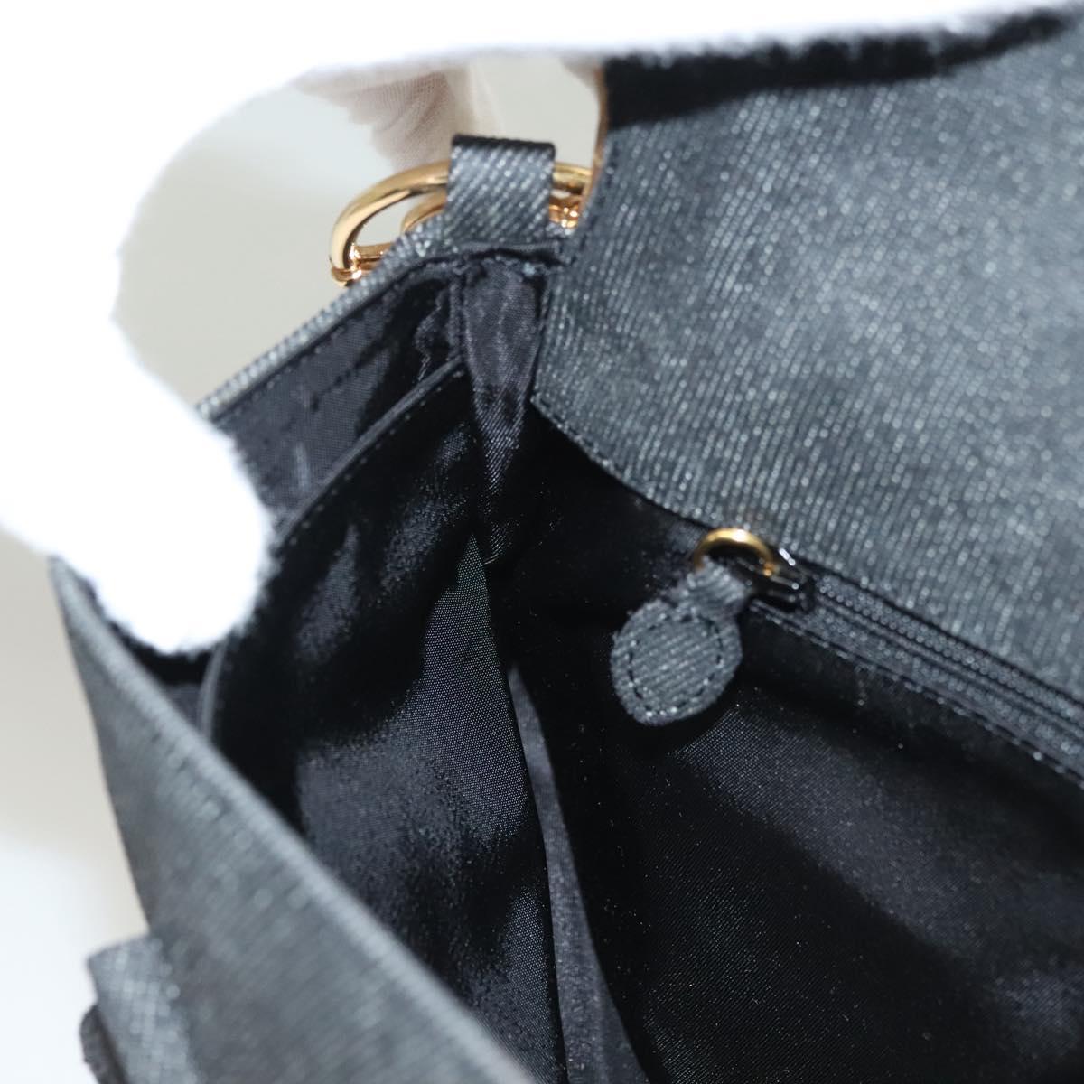 Christian Dior Montaigne Shoulder Bag Denim Black Gold Auth 123839SV