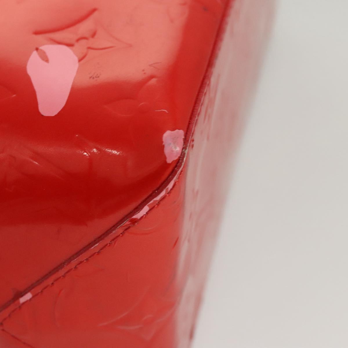 LOUIS VUITTON Monogram Vernis Reade PM Hand Bag Red Rouge M91088 LV Auth 123840