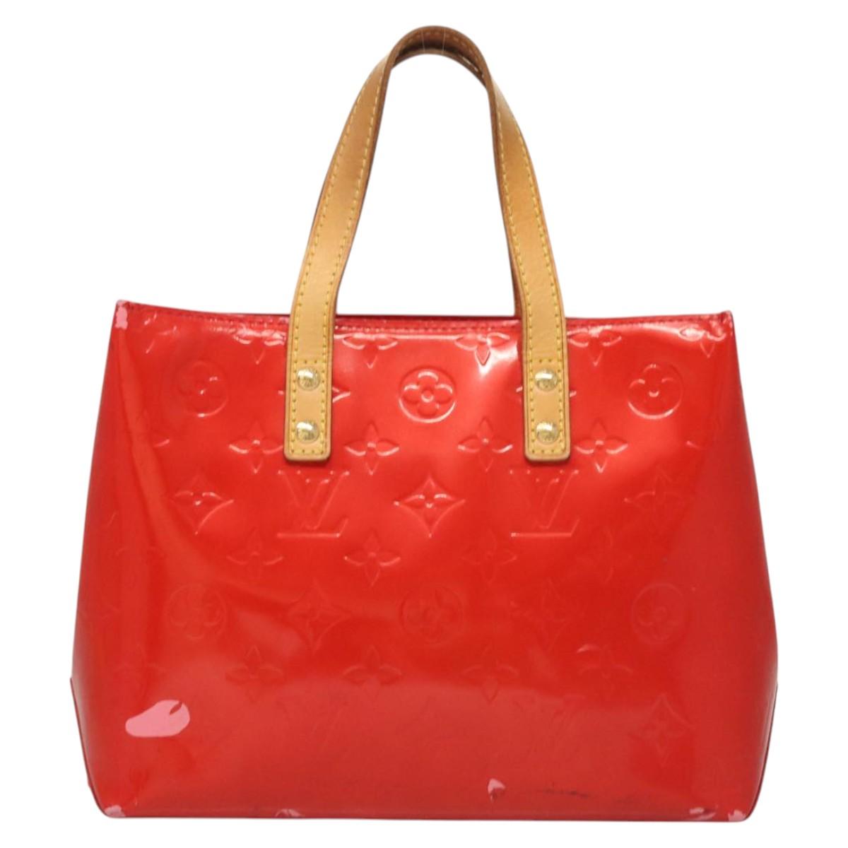 LOUIS VUITTON Monogram Vernis Reade PM Hand Bag Red Rouge M91088 LV Auth 123840