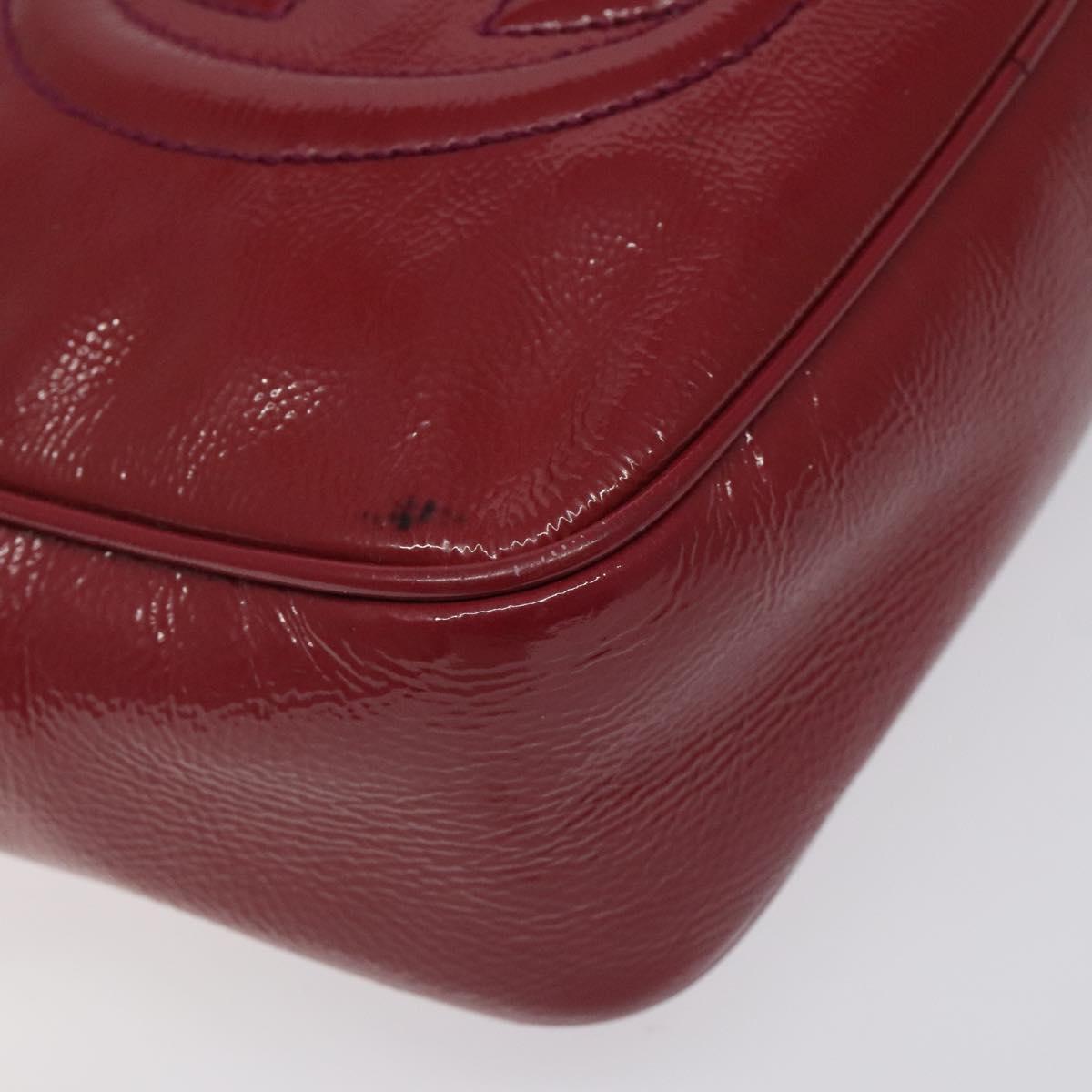 GUCCI Soho Interlocking Shoulder Bag Enamel Red Gold 308364 Auth 123849