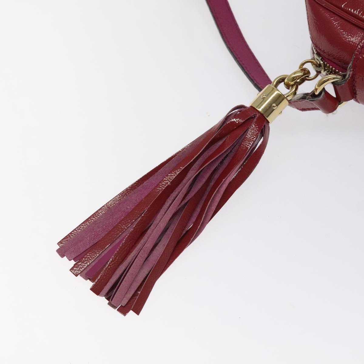 GUCCI Soho Interlocking Shoulder Bag Enamel Red Gold 308364 Auth 123849