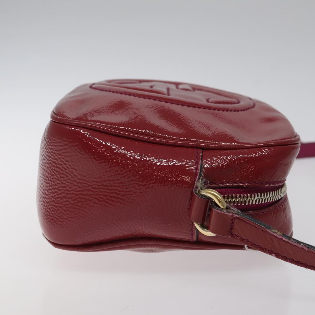 GUCCI Soho Interlocking Shoulder Bag Enamel Red Gold 308364 Auth 123849