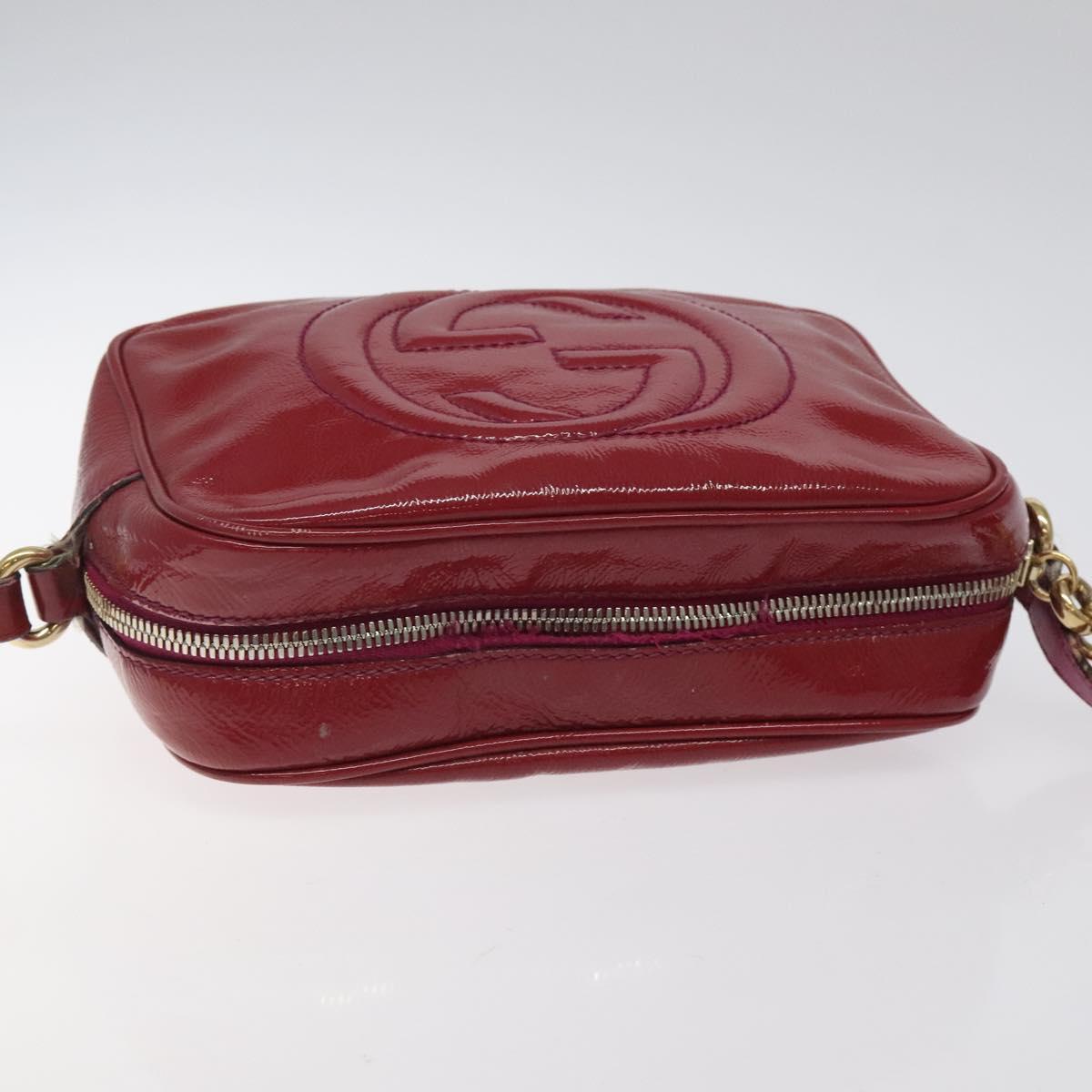 GUCCI Soho Interlocking Shoulder Bag Enamel Red Gold 308364 Auth 123849