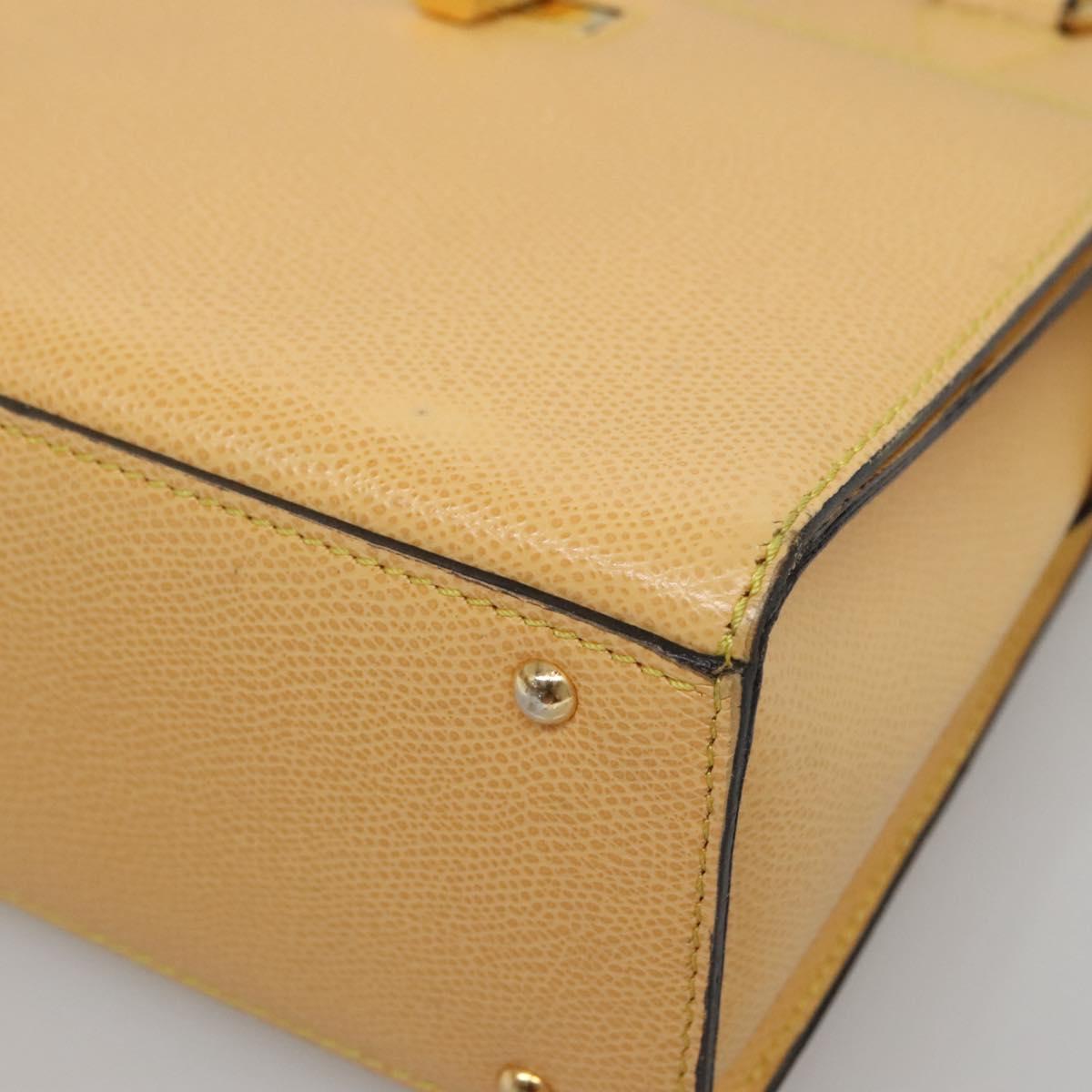 CELINE Hand Bag Leather Yellow Gold Auth 123851