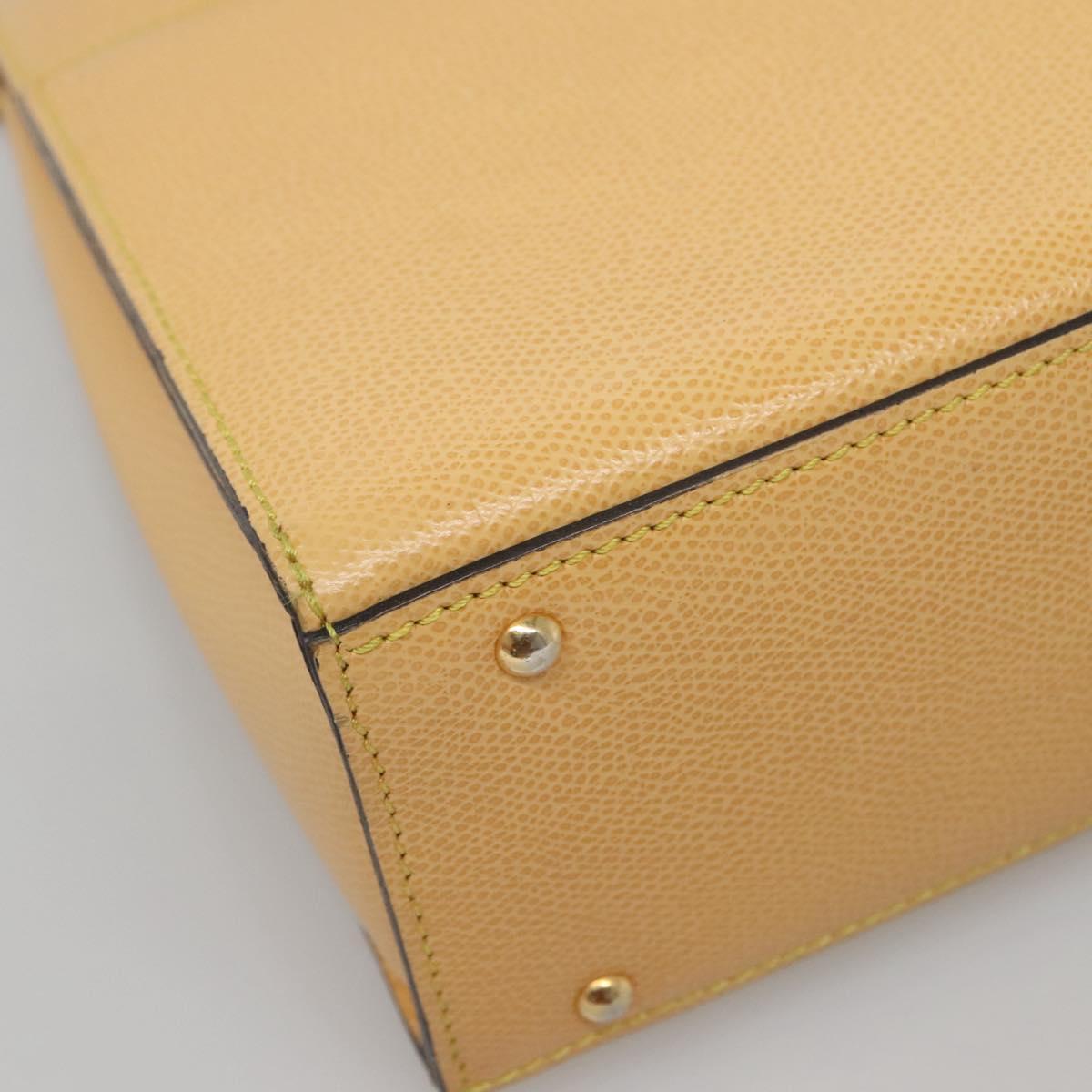 CELINE Hand Bag Leather Yellow Gold Auth 123851