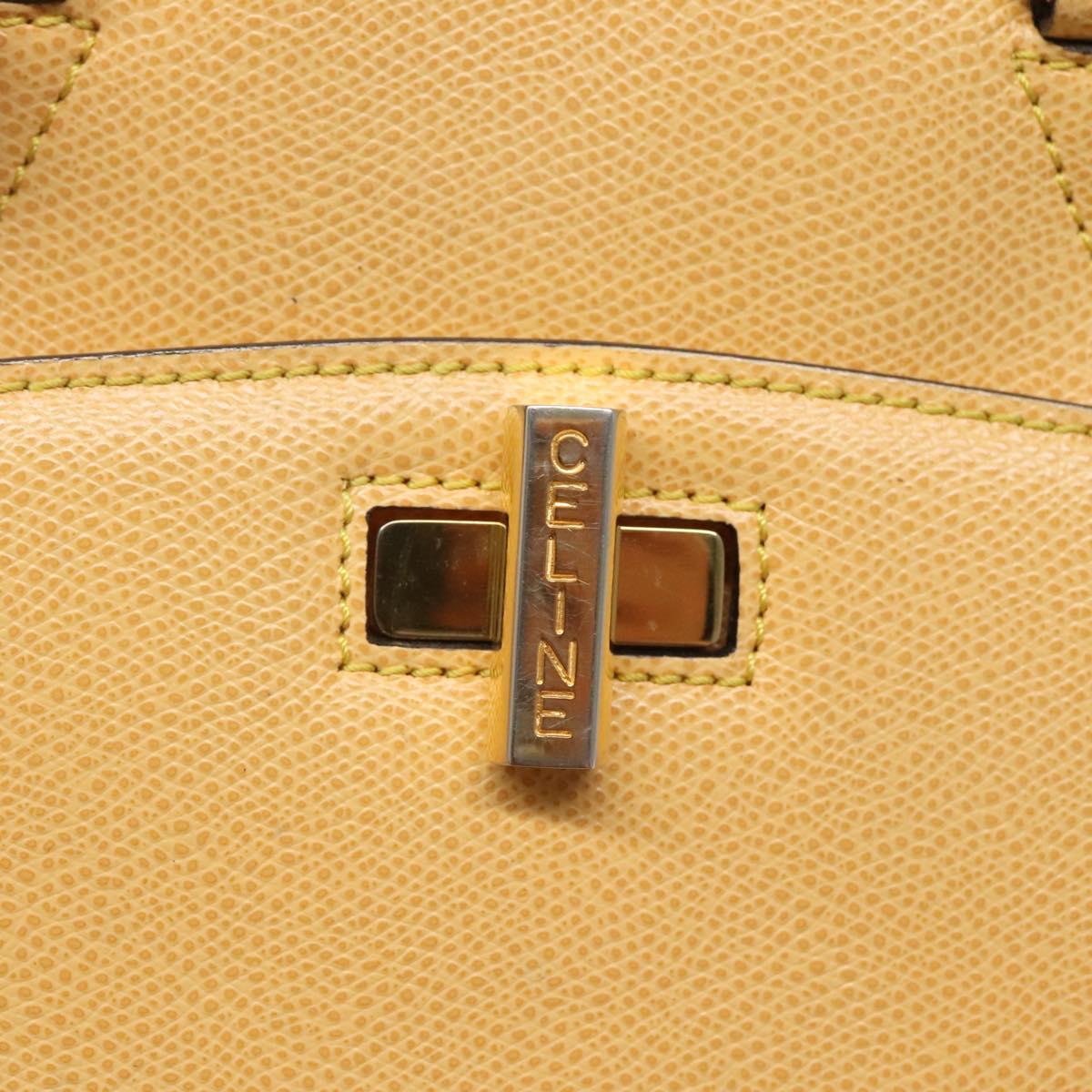 CELINE Hand Bag Leather Yellow Gold Auth 123851