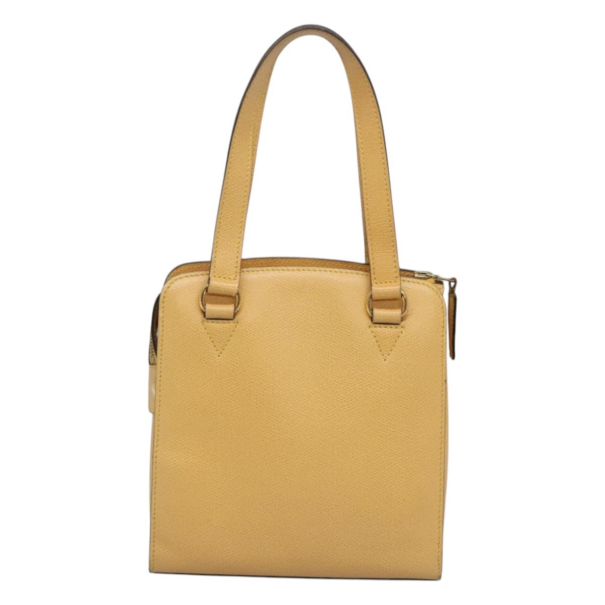 CELINE Hand Bag Leather Yellow Gold Auth 123851