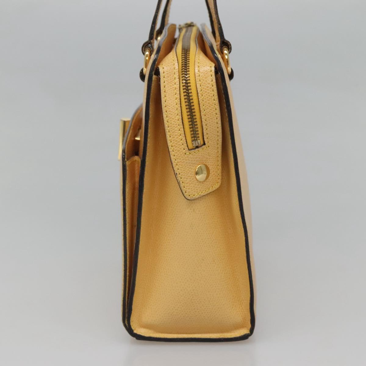CELINE Hand Bag Leather Yellow Gold Auth 123851