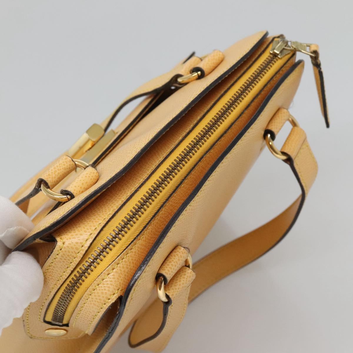 CELINE Hand Bag Leather Yellow Gold Auth 123851
