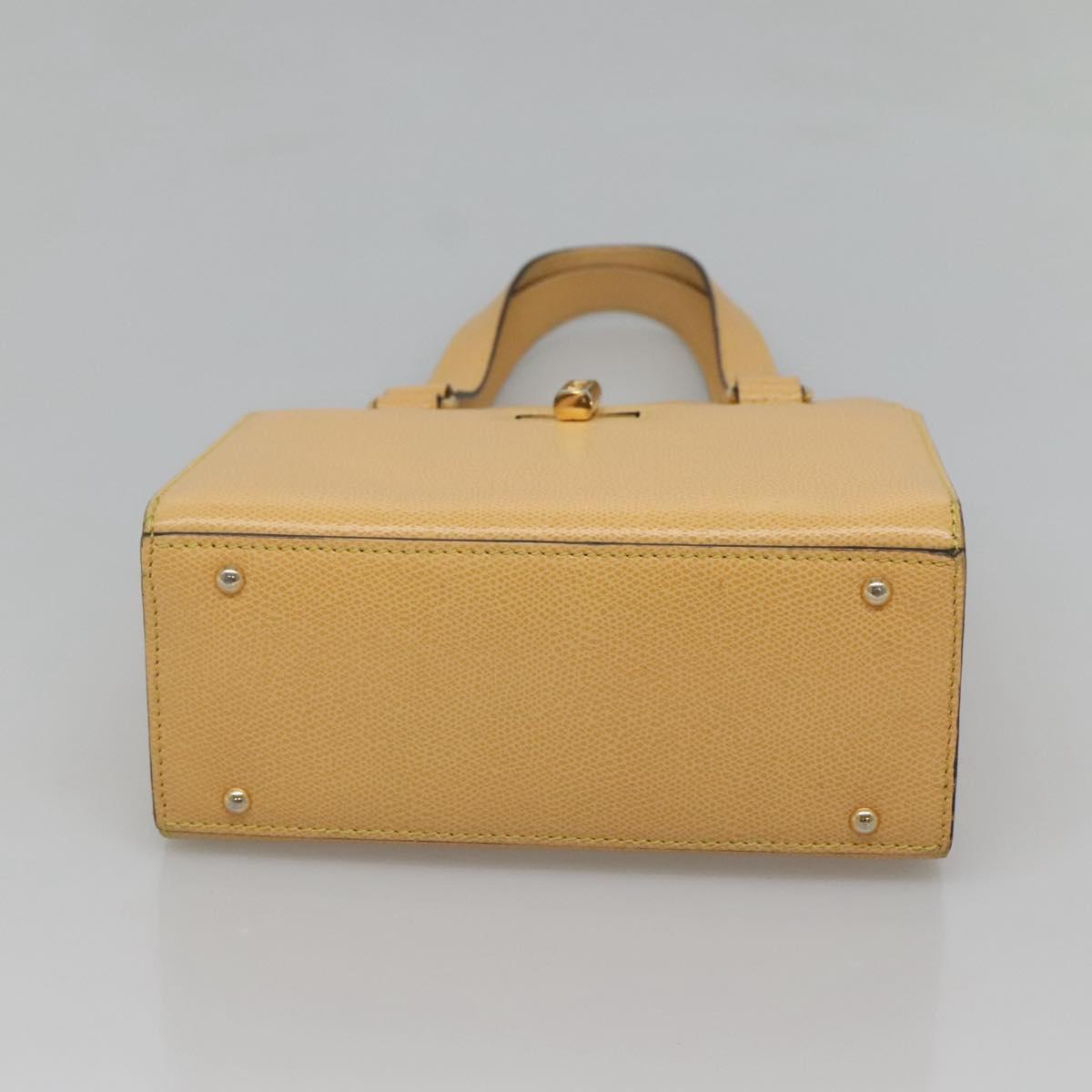 CELINE Hand Bag Leather Yellow Gold Auth 123851