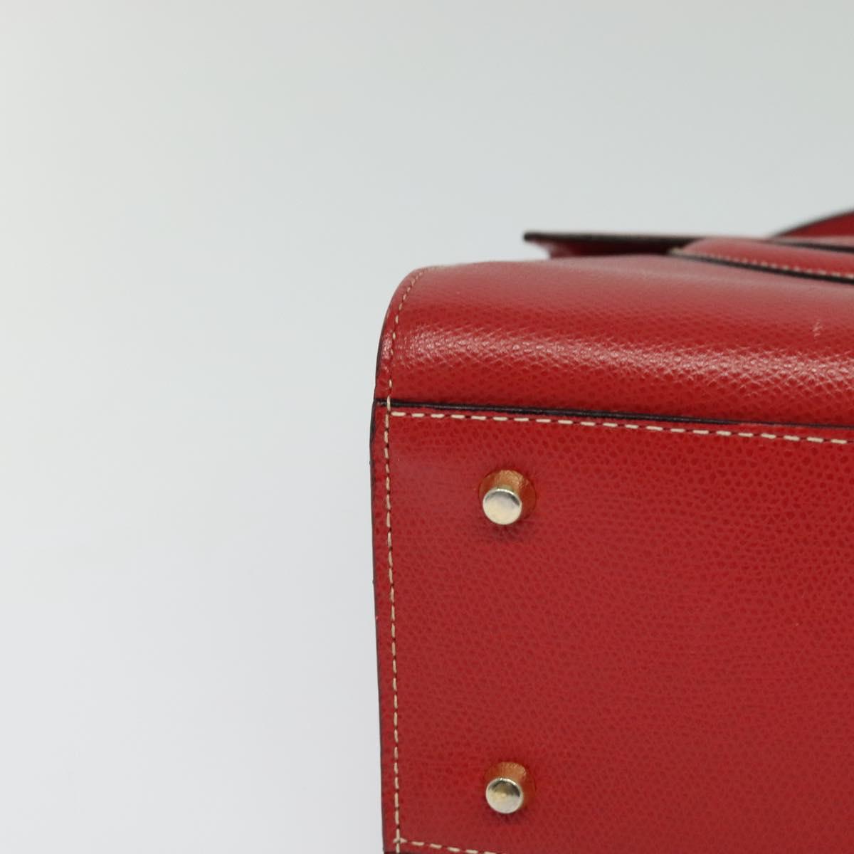 BALLY Hand Bag Leather 2way Red Gold Auth 123853