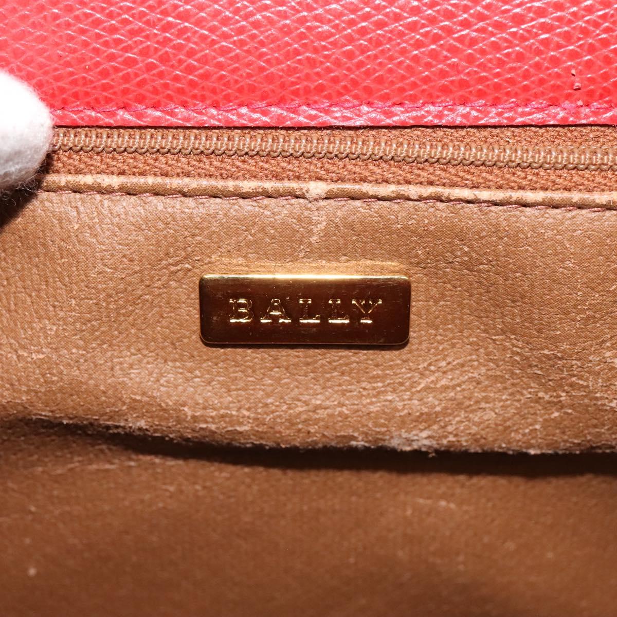 BALLY Hand Bag Leather 2way Red Gold Auth 123853