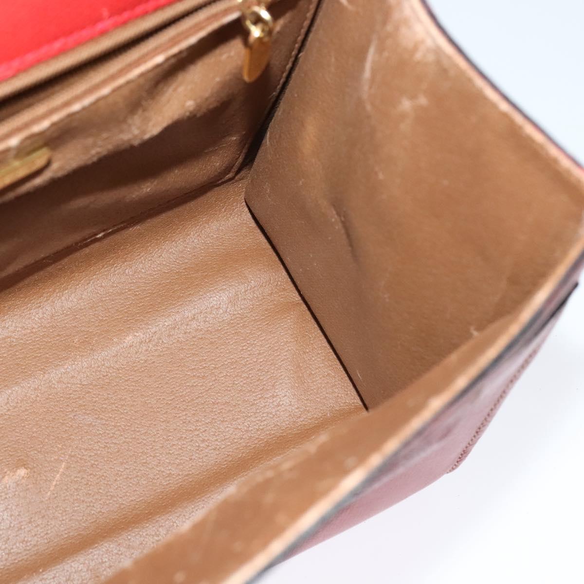 BALLY Hand Bag Leather 2way Red Gold Auth 123853