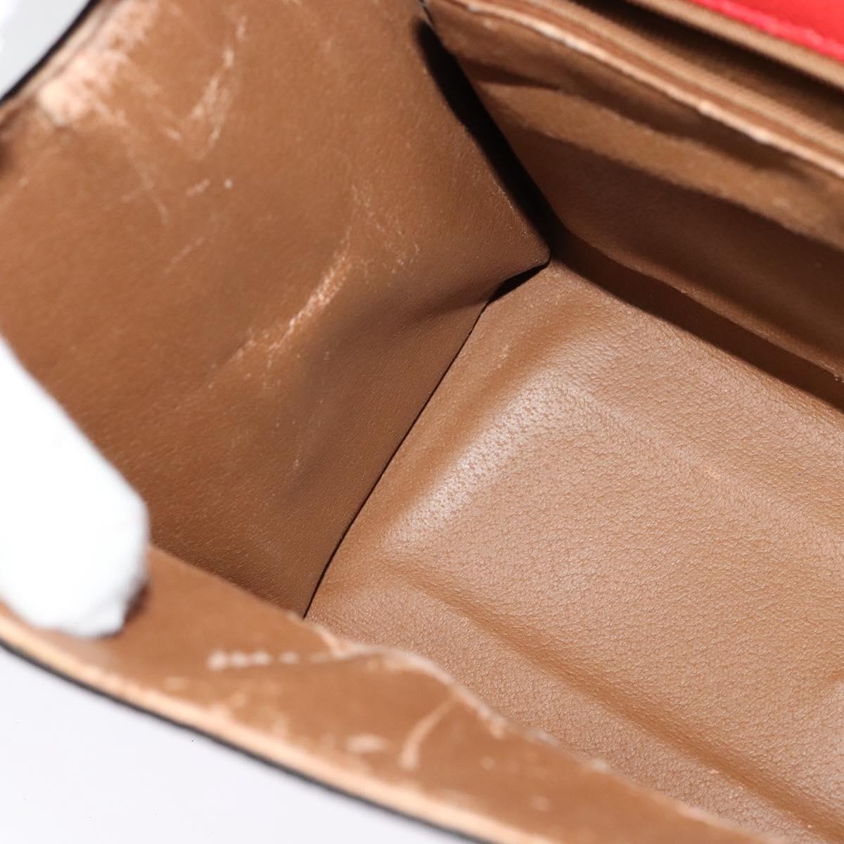 BALLY Hand Bag Leather 2way Red Gold Auth 123853