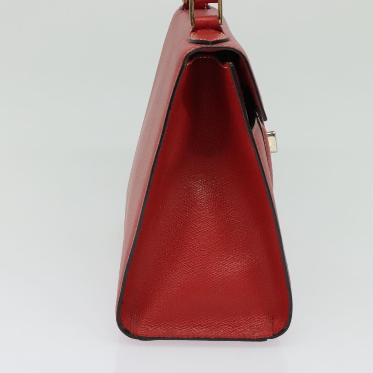 BALLY Hand Bag Leather 2way Red Gold Auth 123853
