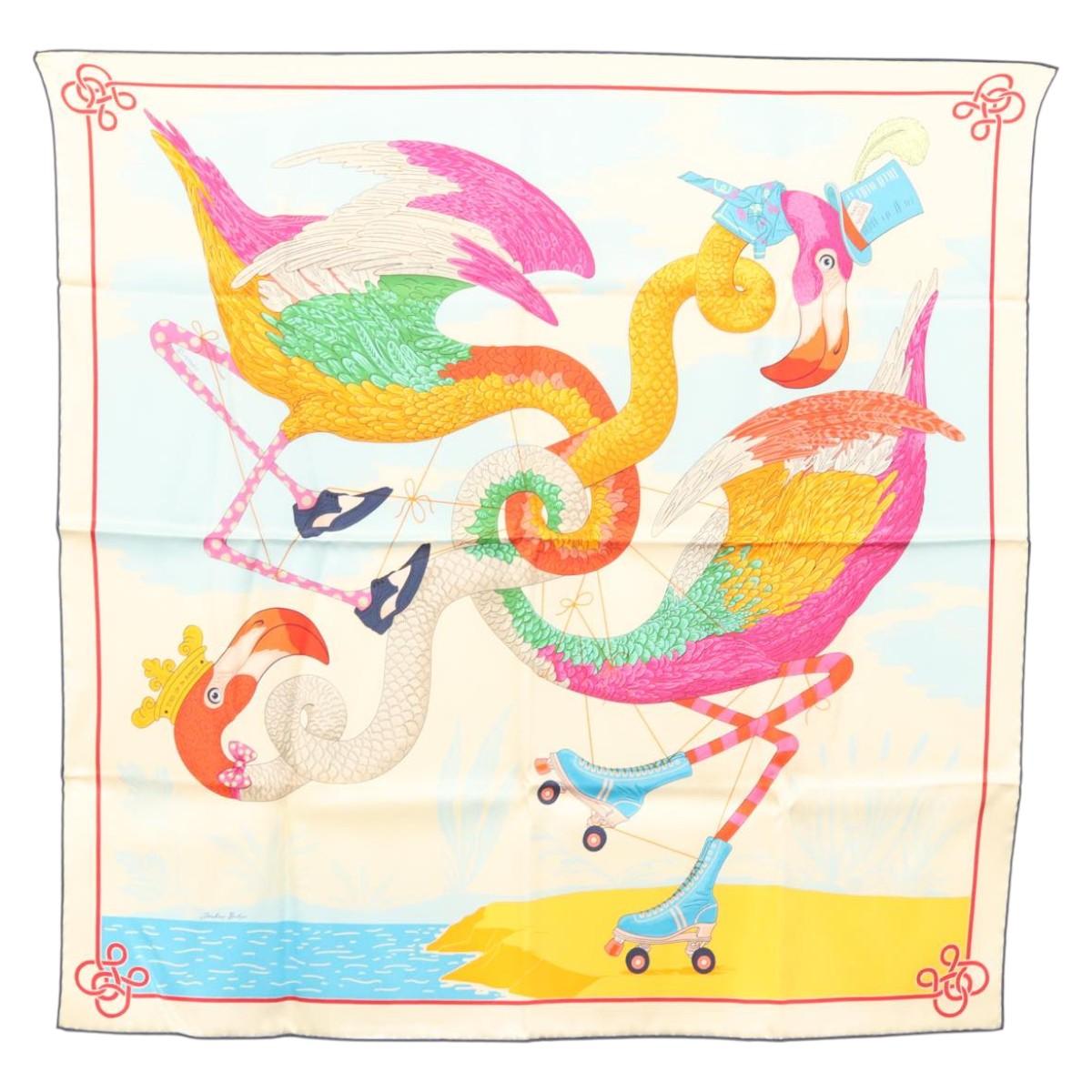 HERMES Carre 70 Scarf ""TIED UP IN KNOTS"" Silk Ivory Auth 123854