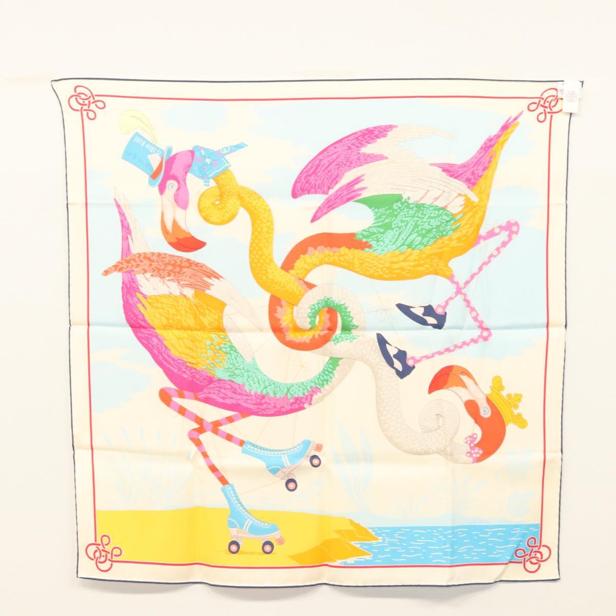 HERMES Carre 70 Scarf ""TIED UP IN KNOTS"" Silk Ivory Auth 123854