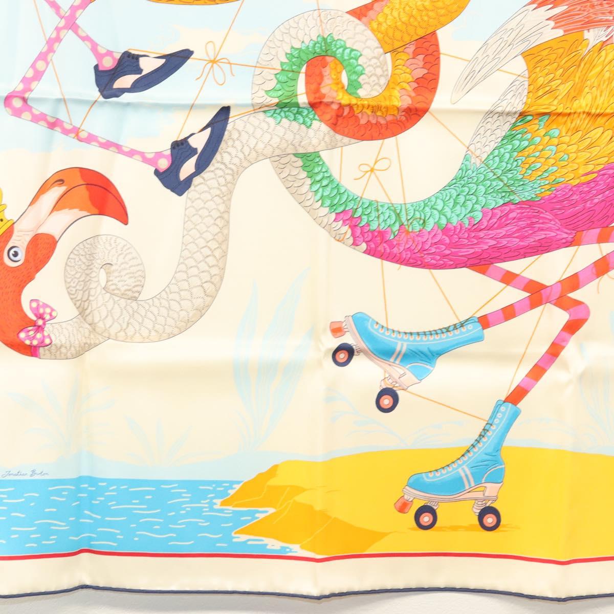 HERMES Carre 70 Scarf ""TIED UP IN KNOTS"" Silk Ivory Auth 123854