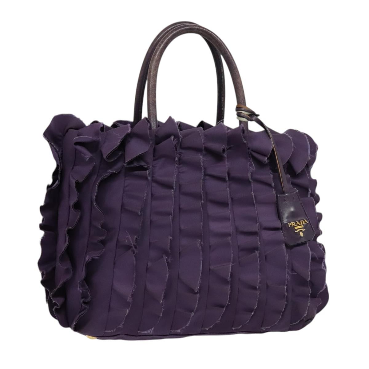 PRADA Hand Bag Nylon Purple Gold Auth 123857