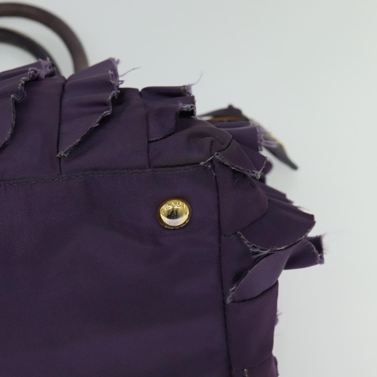 PRADA Hand Bag Nylon Purple Gold Auth 123857