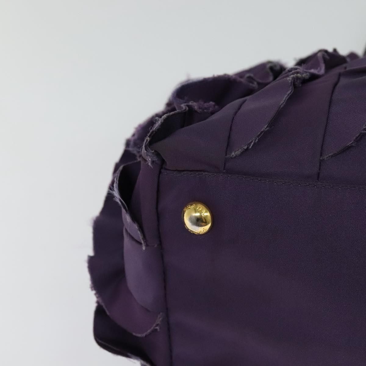 PRADA Hand Bag Nylon Purple Gold Auth 123857