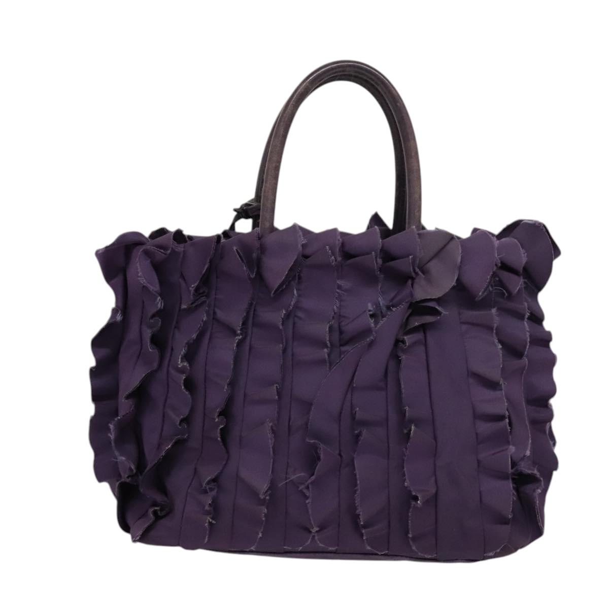 PRADA Hand Bag Nylon Purple Gold Auth 123857
