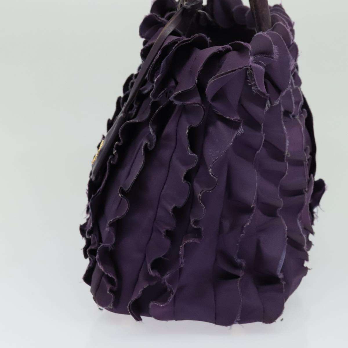 PRADA Hand Bag Nylon Purple Gold Auth 123857