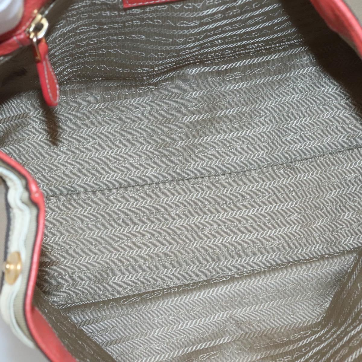 PRADA Hand Bag Canvas Beige Gold Auth 123858