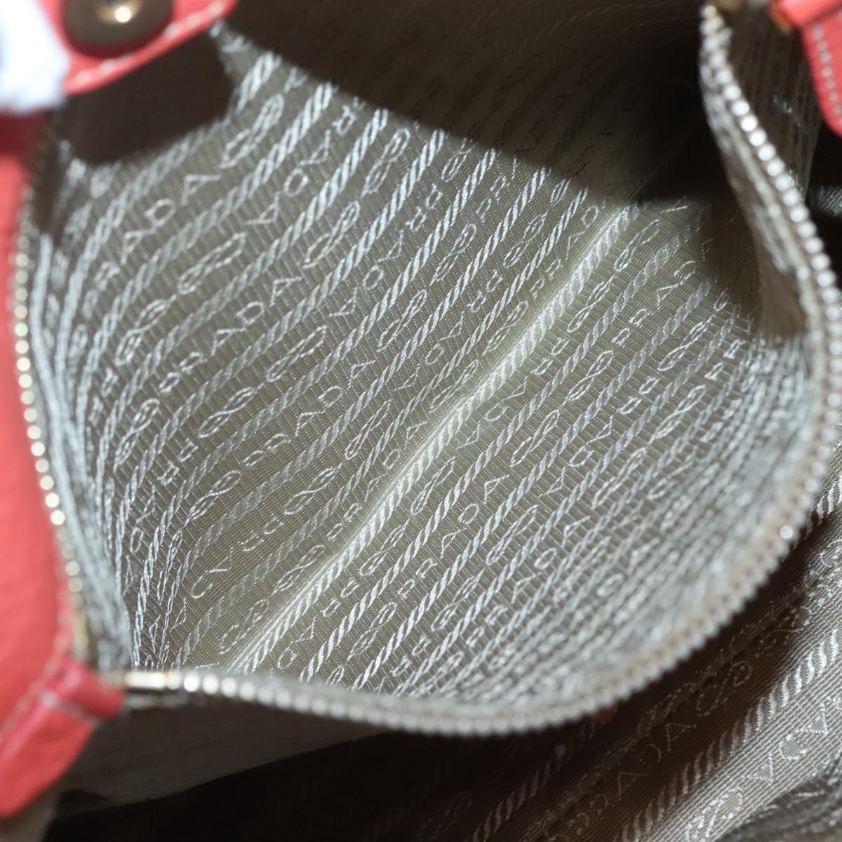 PRADA Hand Bag Canvas Beige Gold Auth 123858