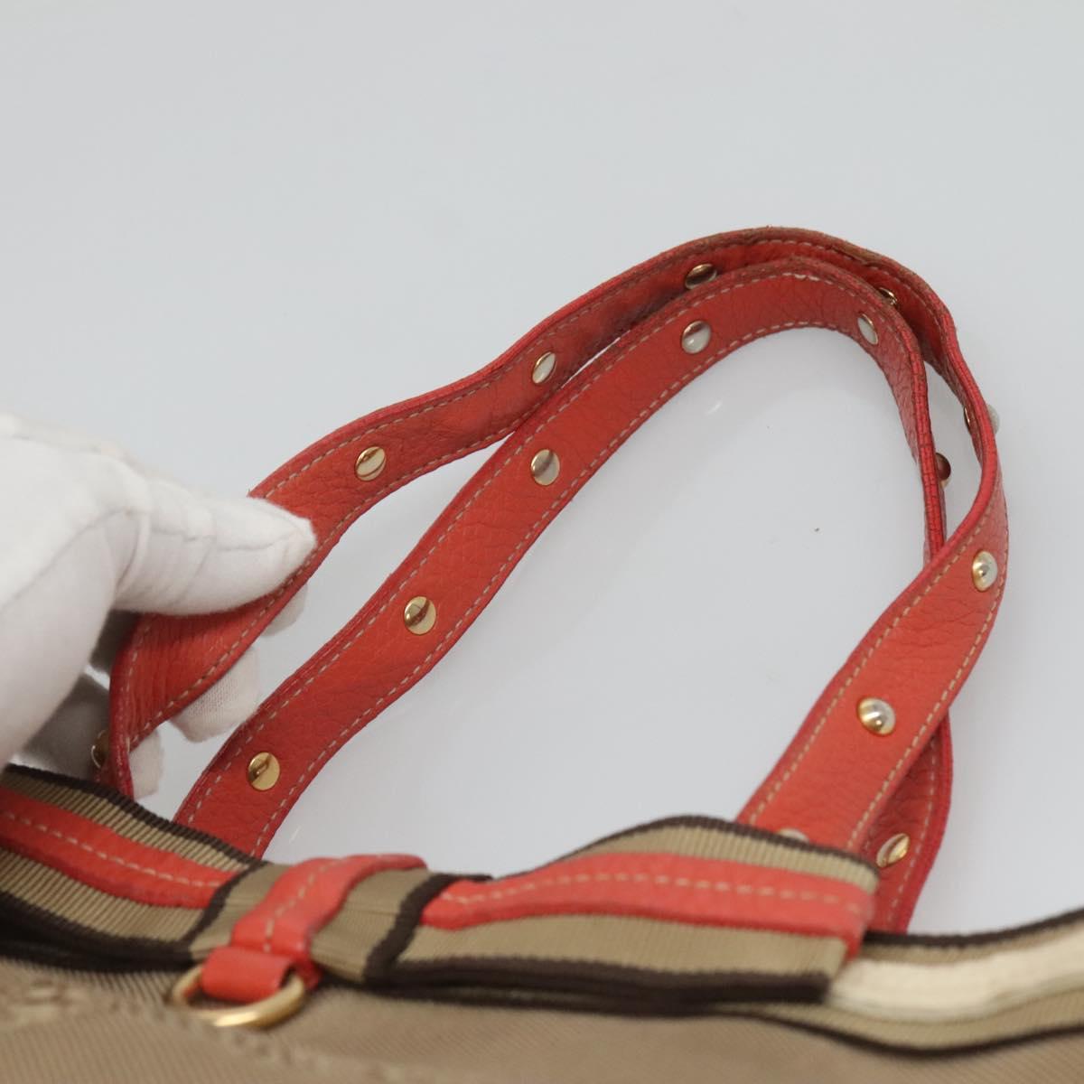 PRADA Hand Bag Canvas Beige Gold Auth 123858