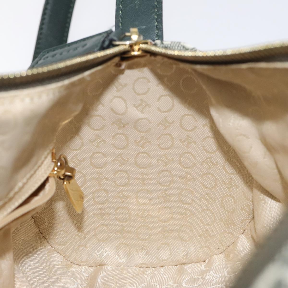 CELINE C Macadam Canvas Shoulder Bag Green Gold Auth 123863