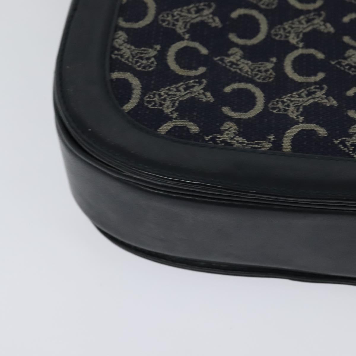 CELINE C Sulky Shoulder Bag Canvas Navy Gold Auth 123864