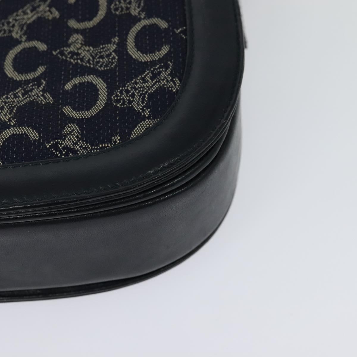 CELINE C Sulky Shoulder Bag Canvas Navy Gold Auth 123864