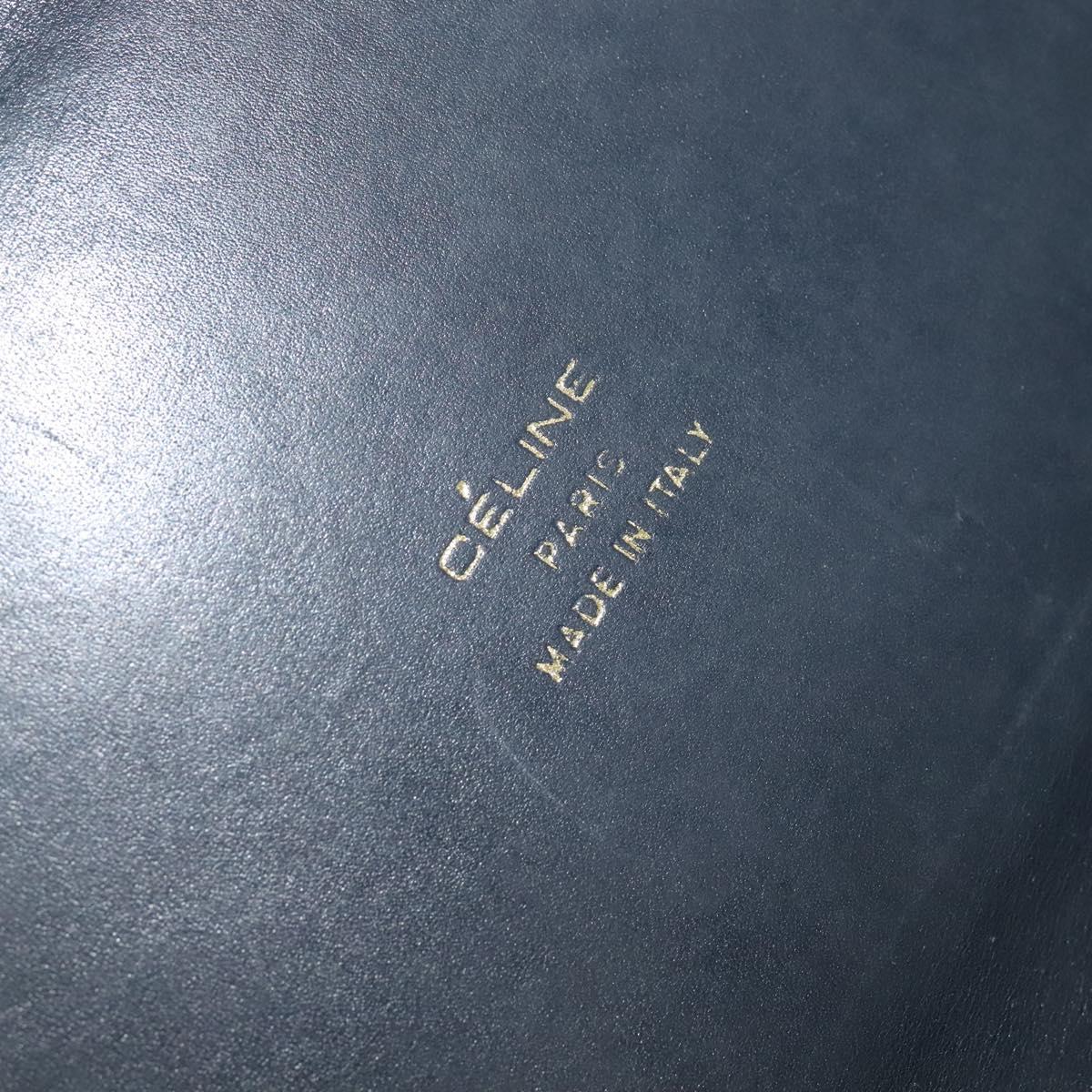 CELINE C Sulky Shoulder Bag Canvas Navy Gold Auth 123864