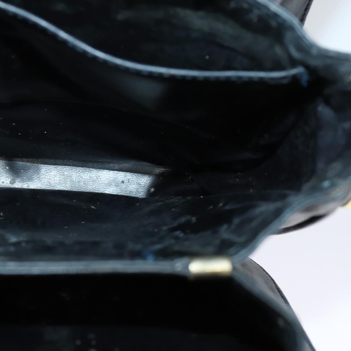 CELINE C Sulky Shoulder Bag Canvas Navy Gold Auth 123864