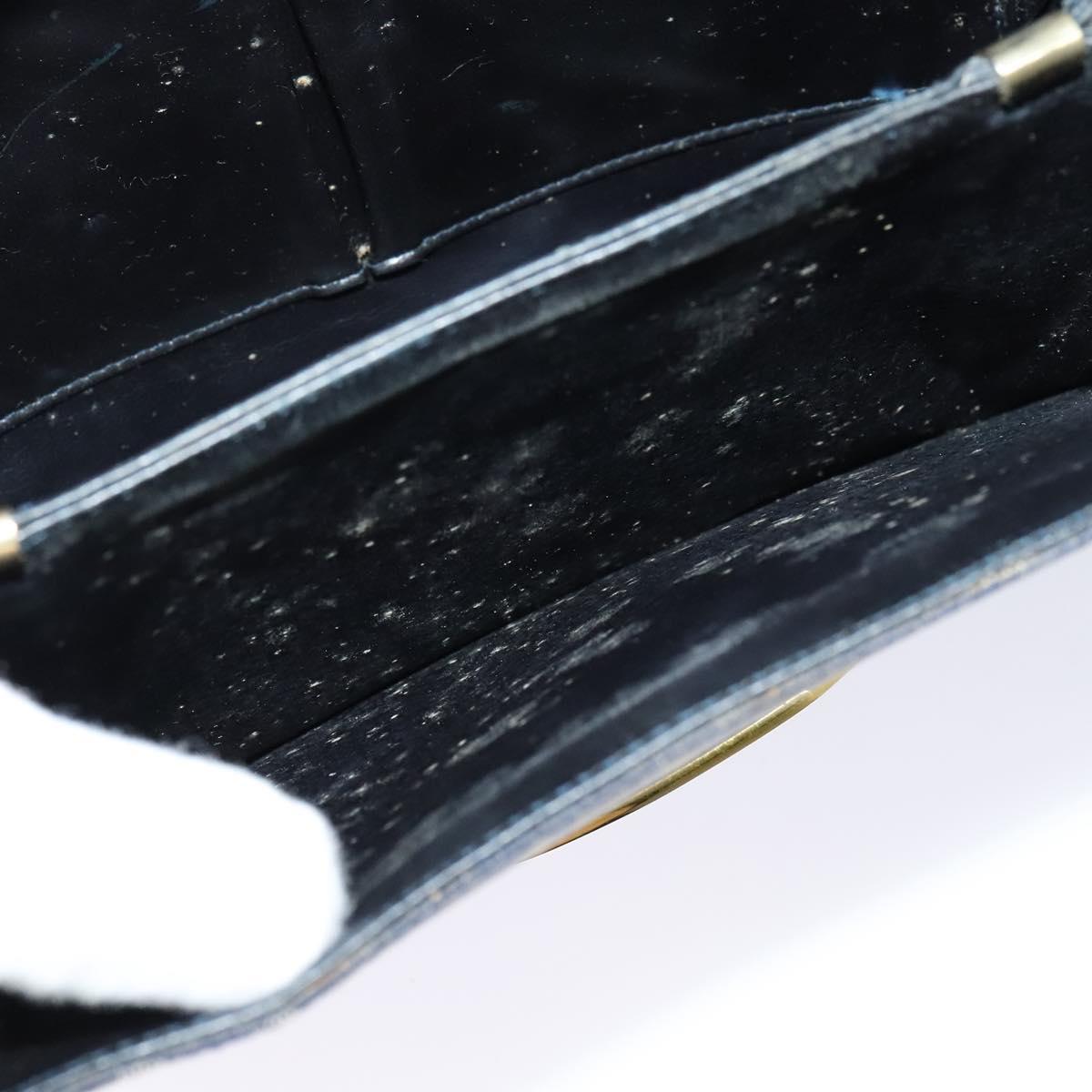 CELINE C Sulky Shoulder Bag Canvas Navy Gold Auth 123864