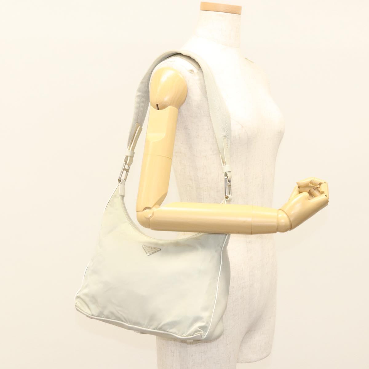 PRADA Shoulder Bag Nylon Silver Gray Auth 123869