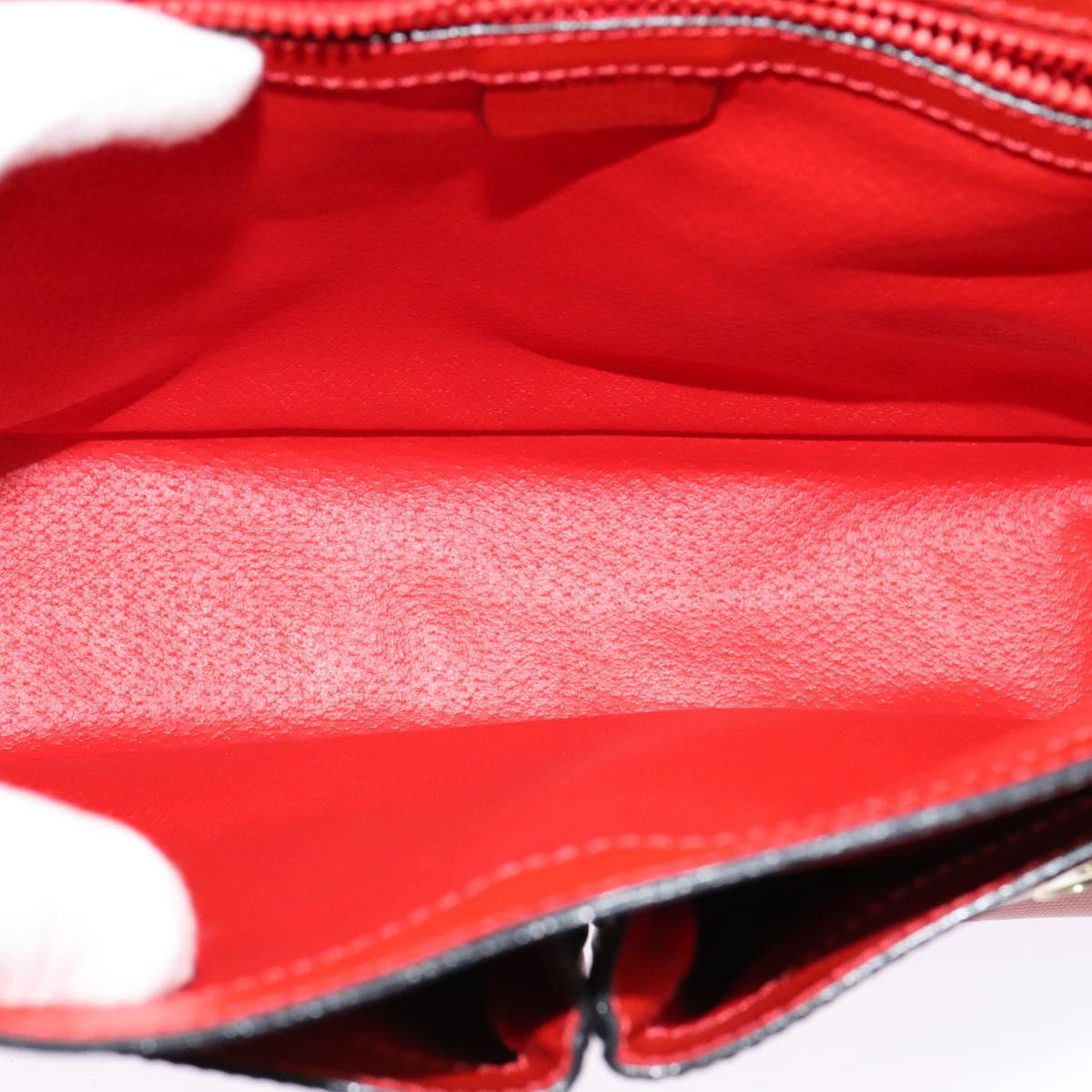 CELINE Shoulder Bag Leather Red Gold Auth 123901