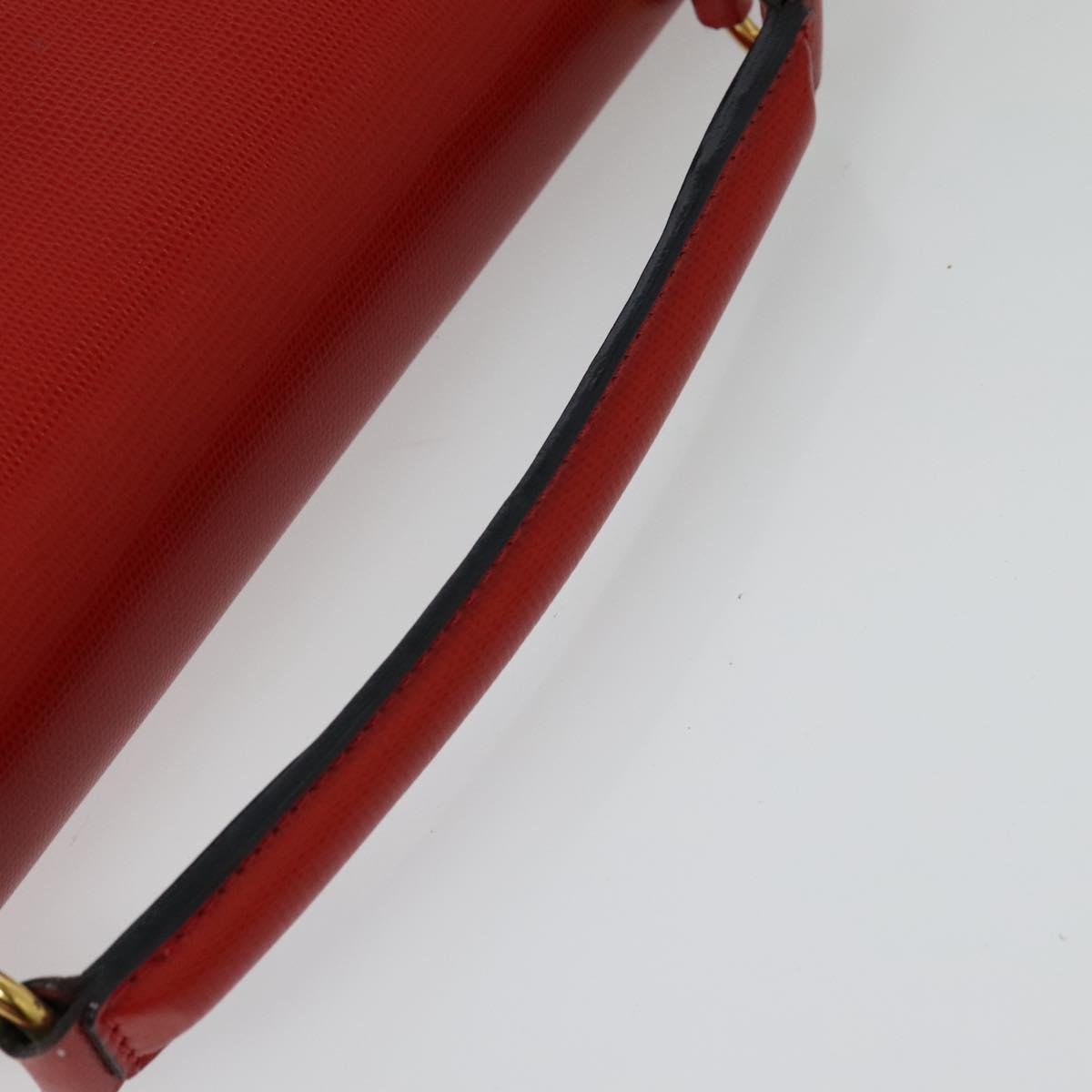 CELINE Shoulder Bag Leather Red Gold Auth 123901
