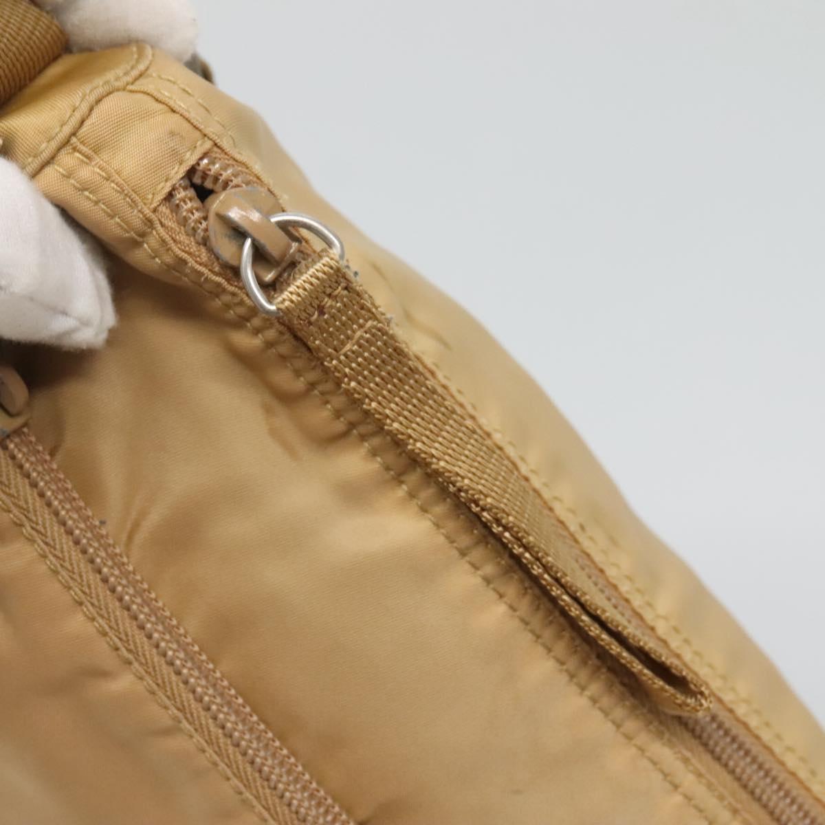 PRADA Shoulder Bag Nylon Beige Silver Auth 123907