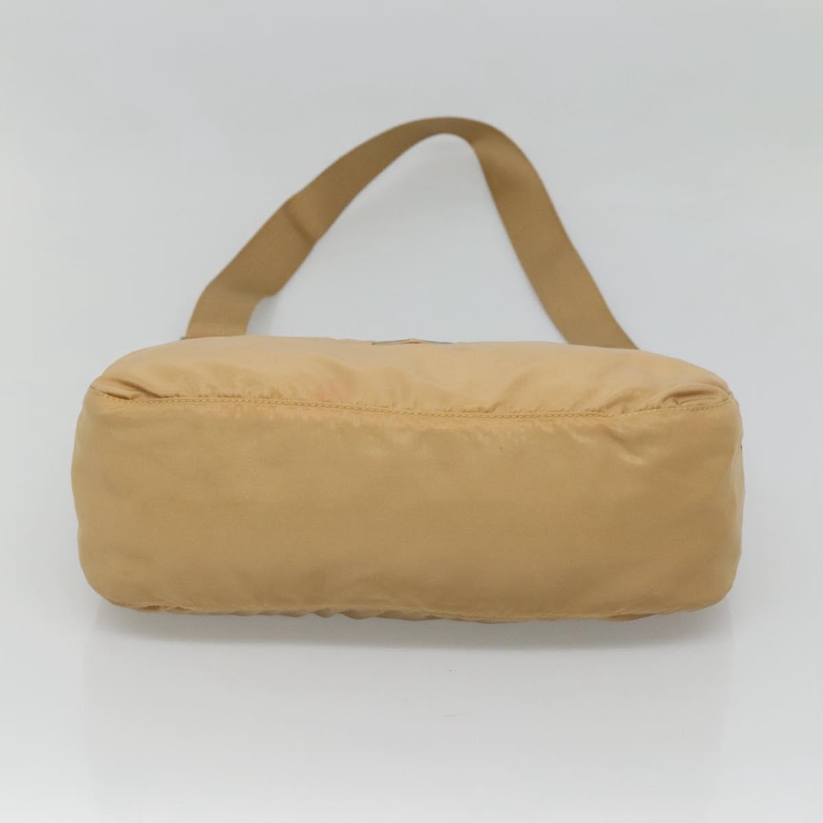 PRADA Shoulder Bag Nylon Beige Silver Auth 123907