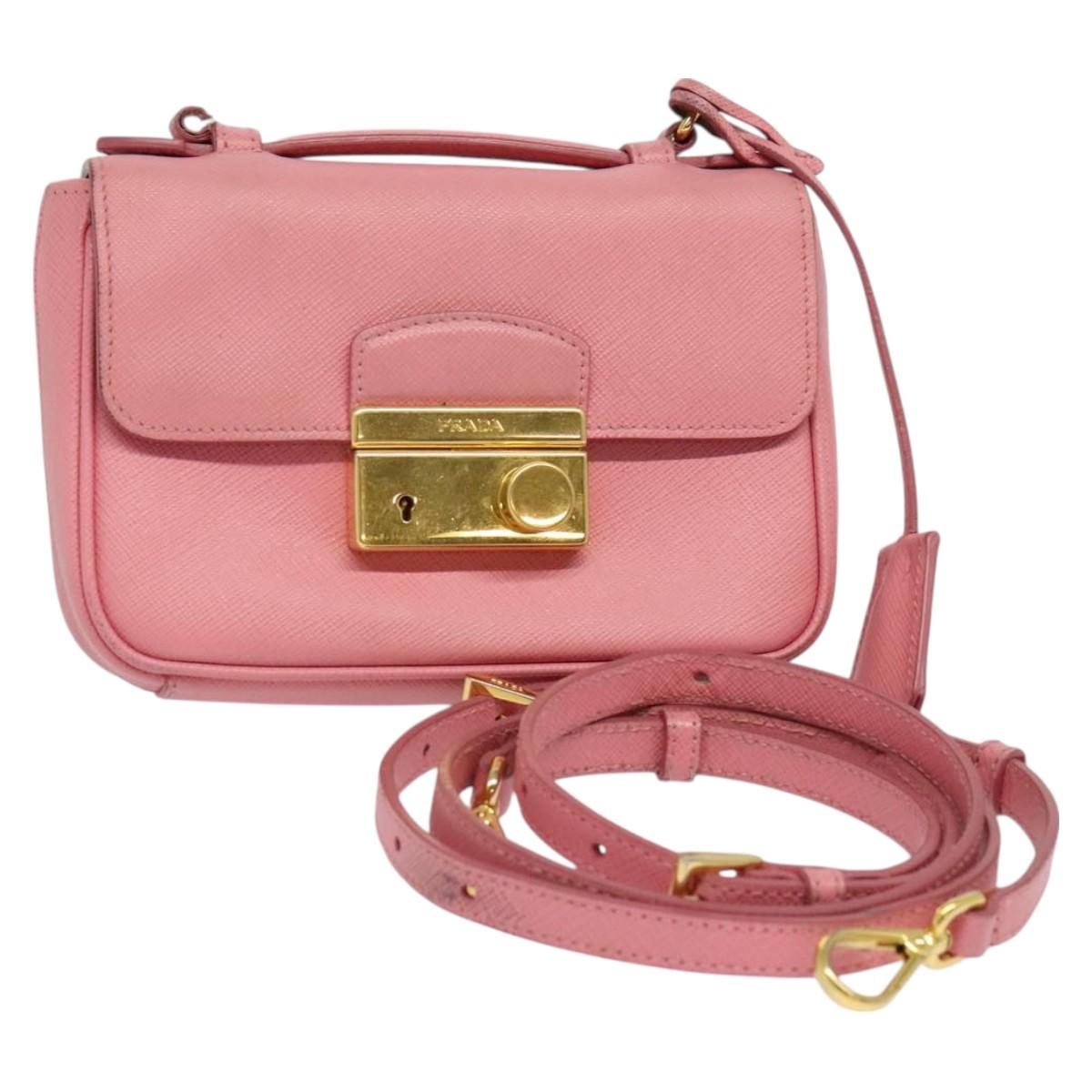 PRADA Hand Bag Safiano leather 2way Pink Auth 123909
