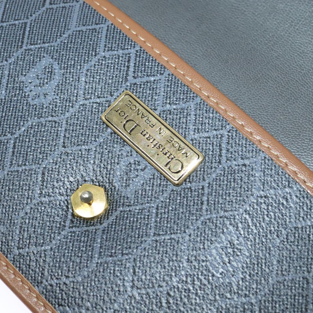 Christian Dior Honeycomb Canvas Hand Bag PVC Leather Gray Gold Auth 123911