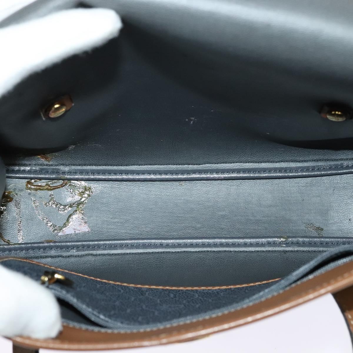 Christian Dior Honeycomb Canvas Hand Bag PVC Leather Gray Gold Auth 123911