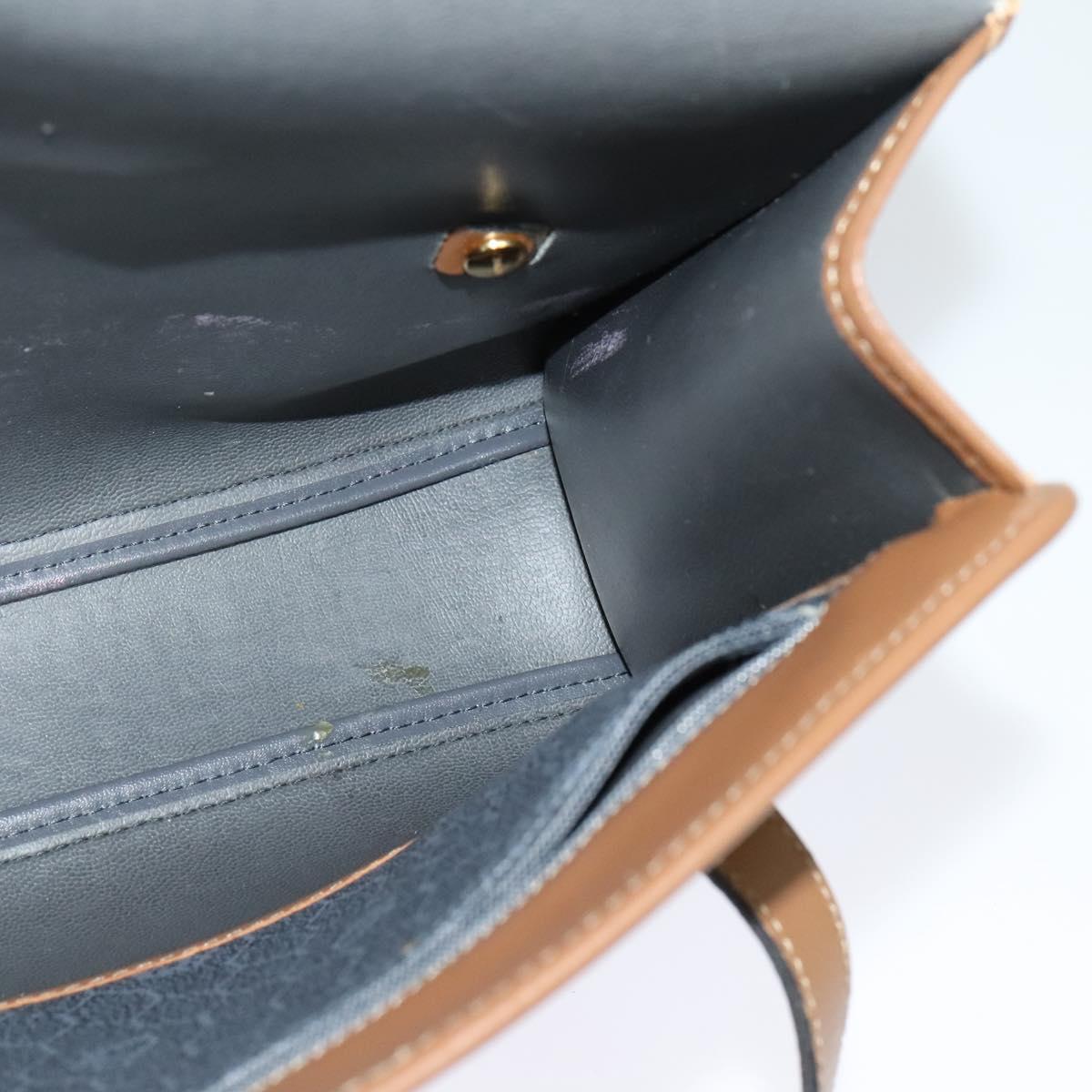 Christian Dior Honeycomb Canvas Hand Bag PVC Leather Gray Gold Auth 123911