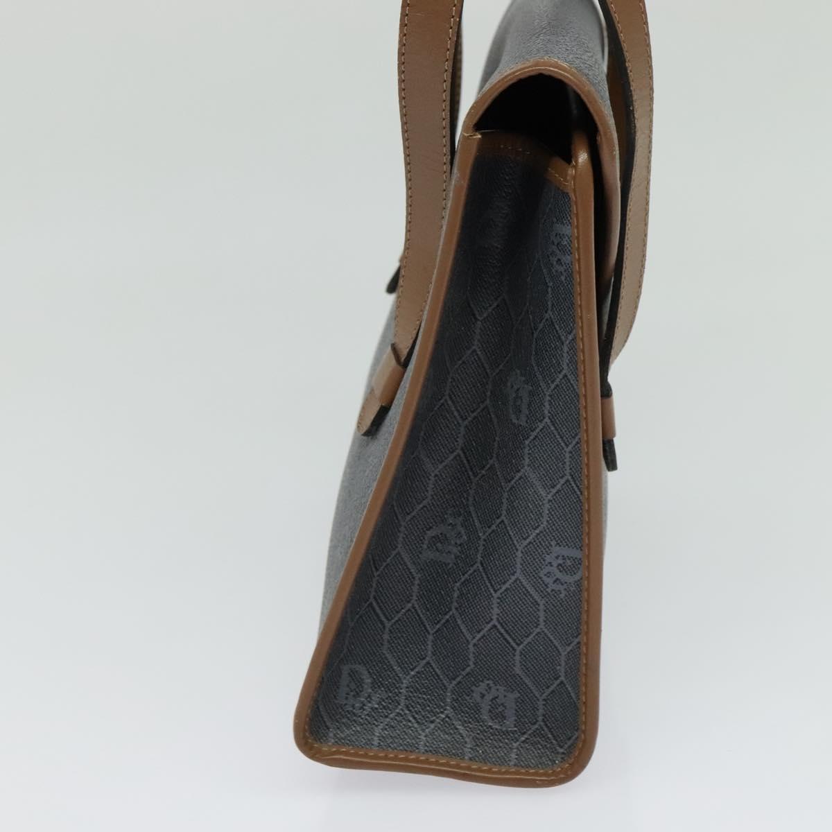 Christian Dior Honeycomb Canvas Hand Bag PVC Leather Gray Gold Auth 123911