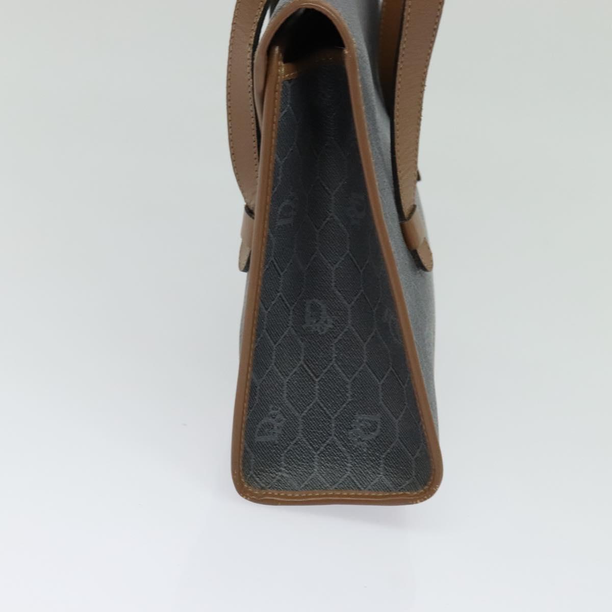 Christian Dior Honeycomb Canvas Hand Bag PVC Leather Gray Gold Auth 123911