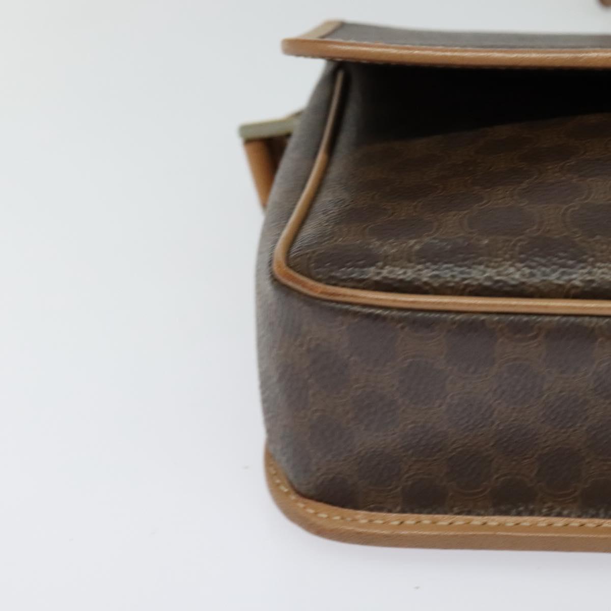 CELINE Macadam Canvas Circle Shoulder Bag PVC Leather Brown Gold Auth 123950
